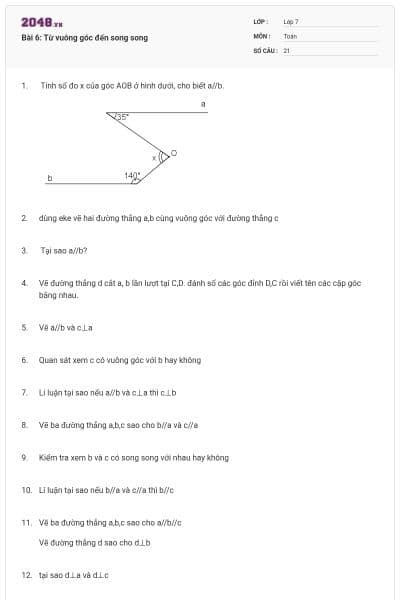 Bài 6: Từ vuông góc đến song song