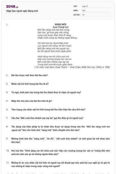 (Ngữ liệu ngoài sgk) Nắng mới