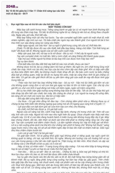 Bộ 10 đề thi giữa kỳ 2 Văn 11 Chân trời sáng tạo cấu trúc mới có đáp án - Đề 9