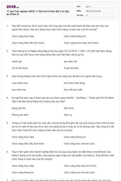 17 câu Trắc nghiệm GDCD 11 Kết nối tri thức Bài 2 có đáp án (Phần 4)