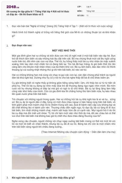 Đề cương ôn tập giữa kì 1 Tiếng Việt lớp 4 Kết nối tri thức có đáp án - Đề thi tham khảo số 5