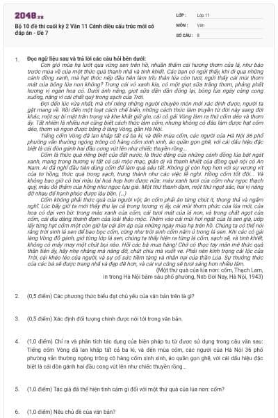 Bộ 10 đề thi cuối kỳ 2 Văn 11 Cánh diều cấu trúc mới có đáp án - Đề 7