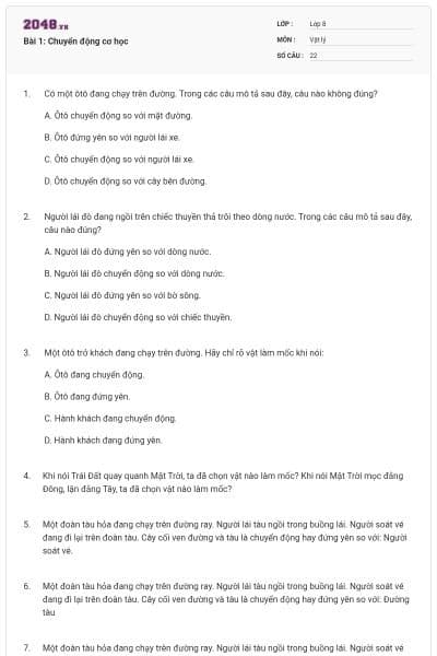 Bài 1: Chuyển động cơ học