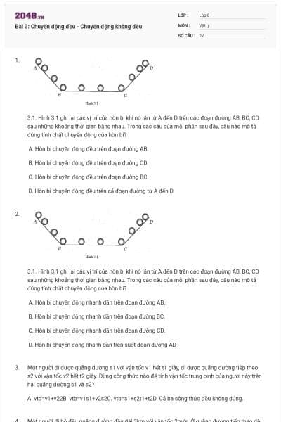 Bài 3: Chuyển động đều - Chuyển động không đều