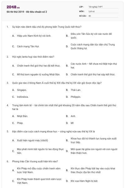Đề thi thử 2019 - Đề tiêu chuẩn số 2