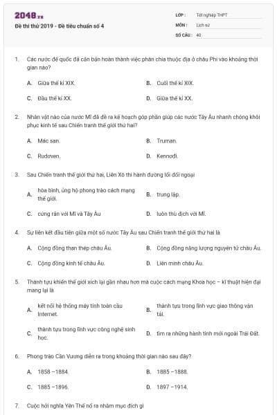 Đề thi thử 2019 - Đề tiêu chuẩn số 4