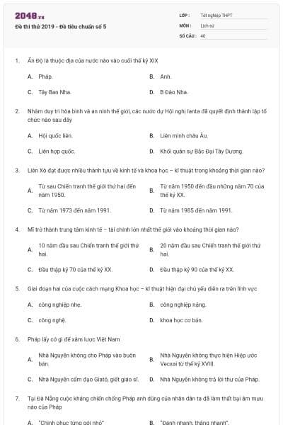 Đề thi thử 2019 - Đề tiêu chuẩn số 5