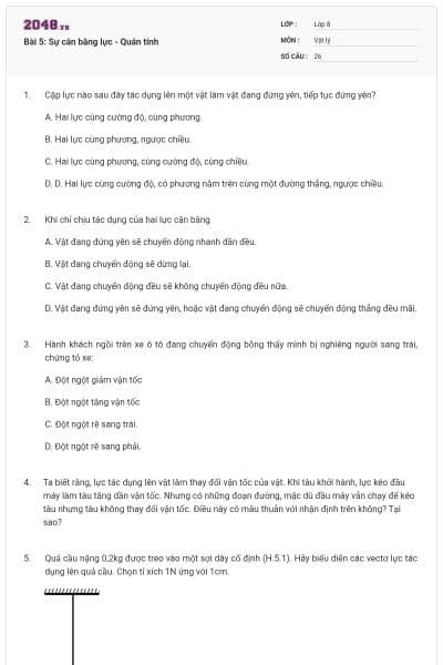 Bài 5: Sự cân bằng lực - Quán tính