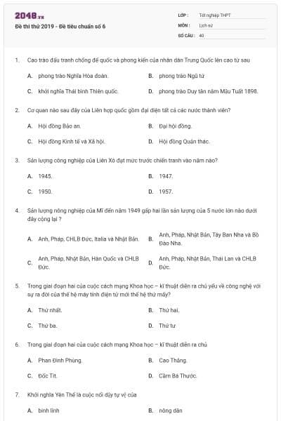 Đề thi thử 2019 - Đề tiêu chuẩn số 6