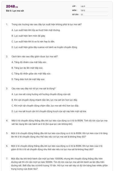 Bài 6: Lực ma sát