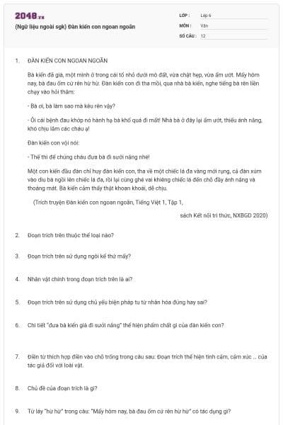 (Ngữ liệu ngoài sgk) Đàn kiến con ngoan ngoãn