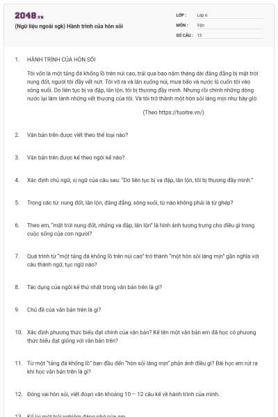 (Ngữ liệu ngoài sgk) Hành trình của hòn sỏi