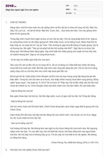 (Ngữ liệu ngoài sgk) Con vẹt nghèo