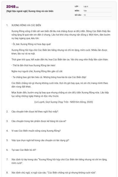 (Ngữ liệu ngoài sgk) Xương rồng và cúc biển