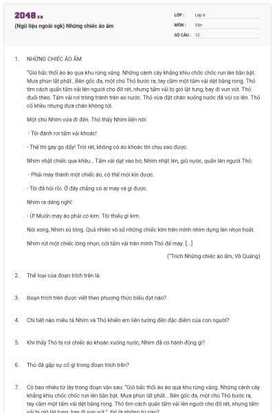 (Ngữ liệu ngoài sgk) Những chiếc áo ấm