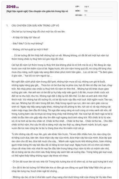 (Ngữ liệu ngoài sgk) Câu chuyện còn giấu kín trong lớp vỏ