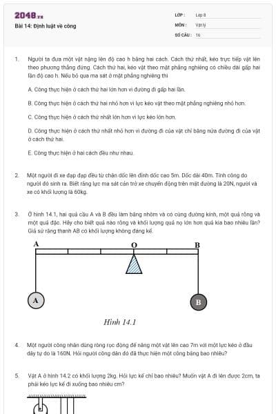 Bài 14: Định luật về công