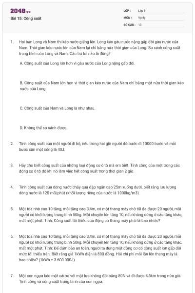 Bài 15: Công suất