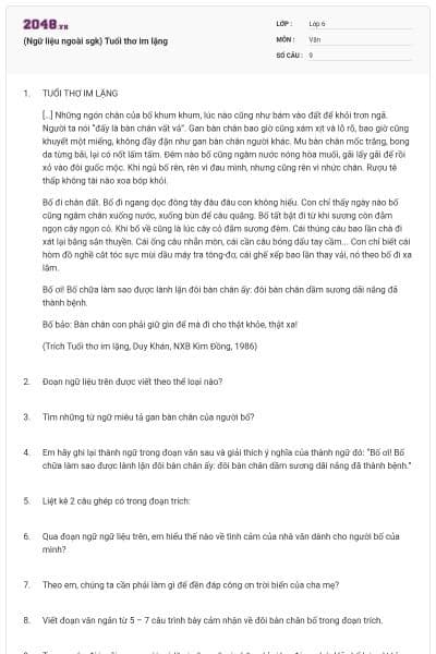 (Ngữ liệu ngoài sgk) Tuổi thơ im lặng