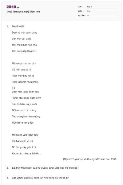 (Ngữ liệu ngoài sgk) Mầm non