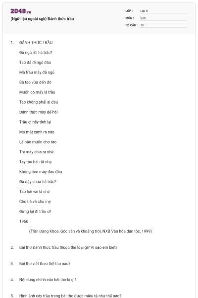 (Ngữ liệu ngoài sgk) Đánh thức trầu