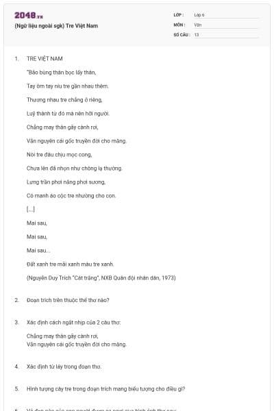 (Ngữ liệu ngoài sgk) Tre Việt Nam