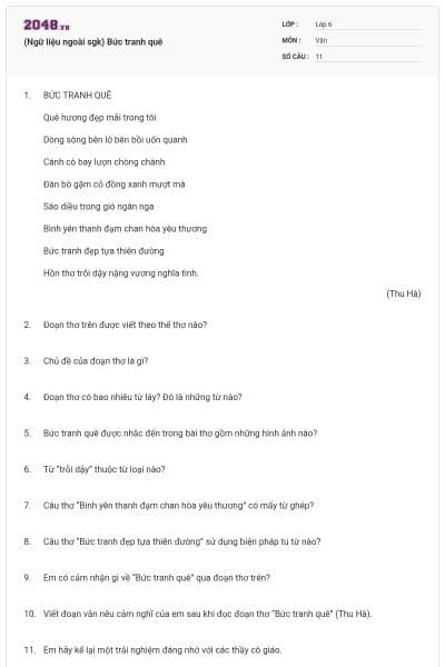 (Ngữ liệu ngoài sgk) Bức tranh quê