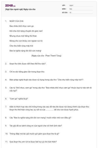 (Ngữ liệu ngoài sgk) Ngày của cha