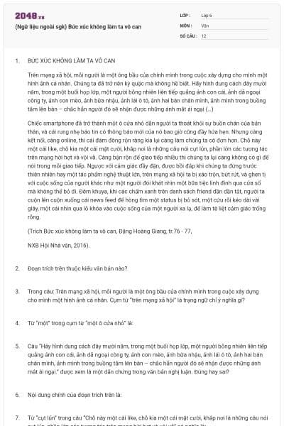 (Ngữ liệu ngoài sgk) Bức xúc không làm ta vô can