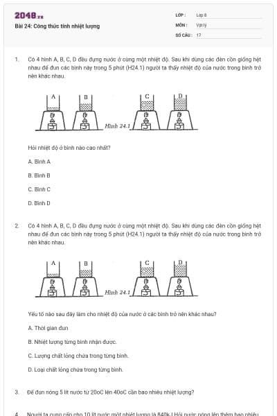 Bài 24: Công thức tính nhiệt lượng