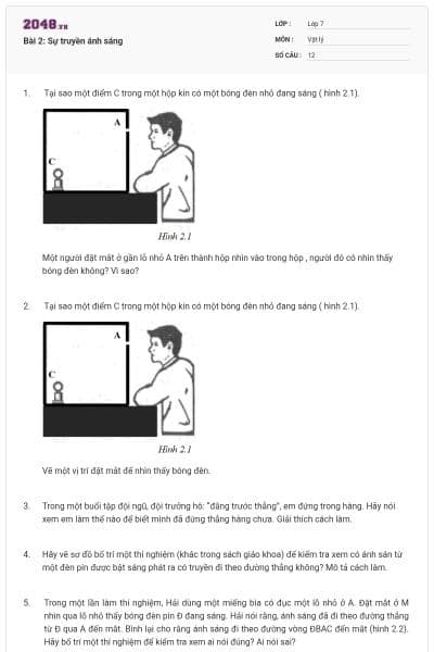 Bài 2: Sự truyền ánh sáng