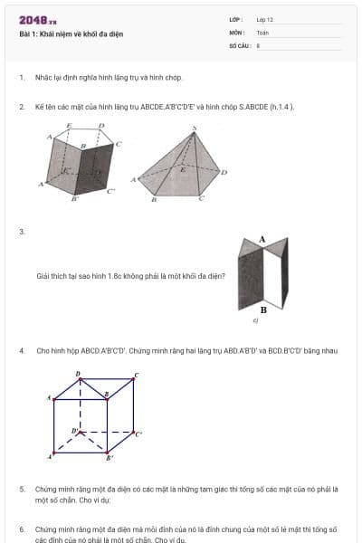 Bài 1: Khái niệm về khối đa diện