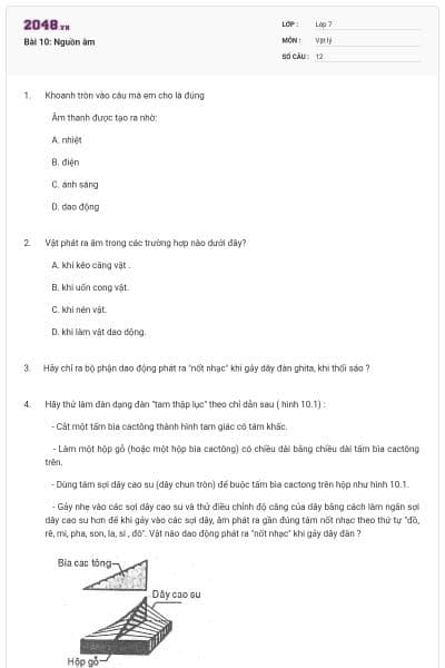 Bài 10: Nguồn âm