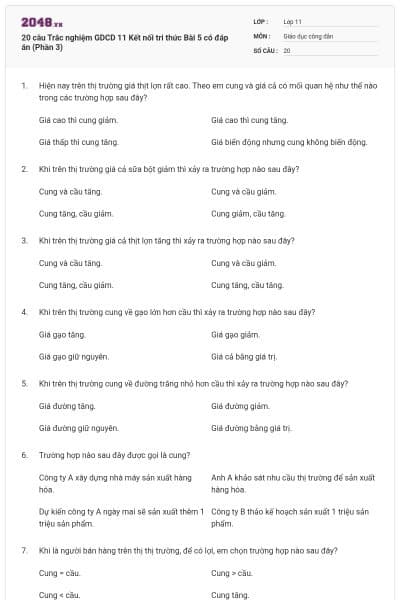 20 câu Trắc nghiệm GDCD 11 Kết nối tri thức Bài 5 có đáp án (Phần 3)