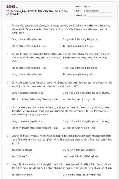 20 câu Trắc nghiệm GDCD 11 Kết nối tri thức Bài 5 có đáp án (Phần 4)