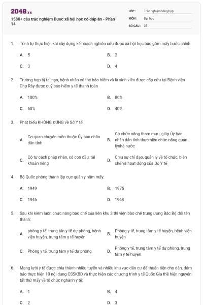 1580+ câu trắc nghiệm Dược xã hội học có đáp án - Phần 14