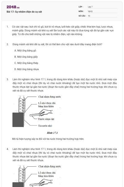 Bài 17: Sự nhiễm điện do cọ xát