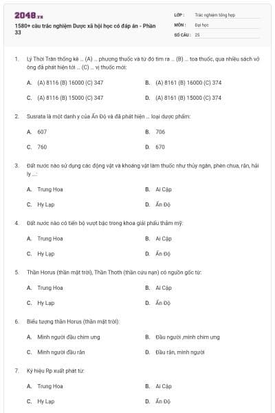 1580+ câu trắc nghiệm Dược xã hội học có đáp án - Phần 33