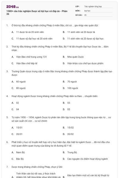 1580+ câu trắc nghiệm Dược xã hội học có đáp án - Phần 36