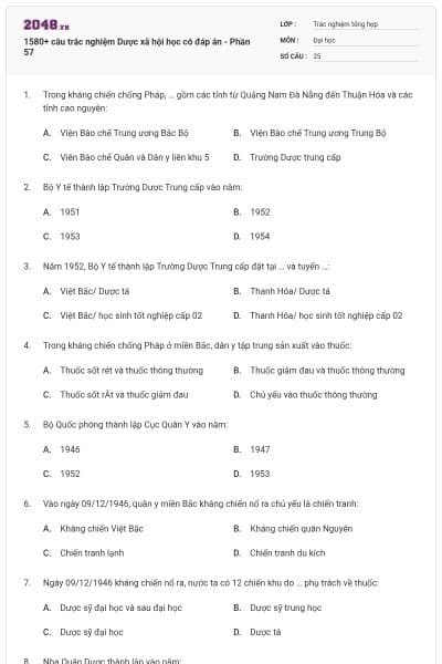 1580+ câu trắc nghiệm Dược xã hội học có đáp án - Phần 57