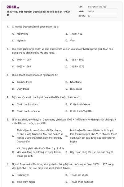 1580+ câu trắc nghiệm Dược xã hội học có đáp án - Phần 58