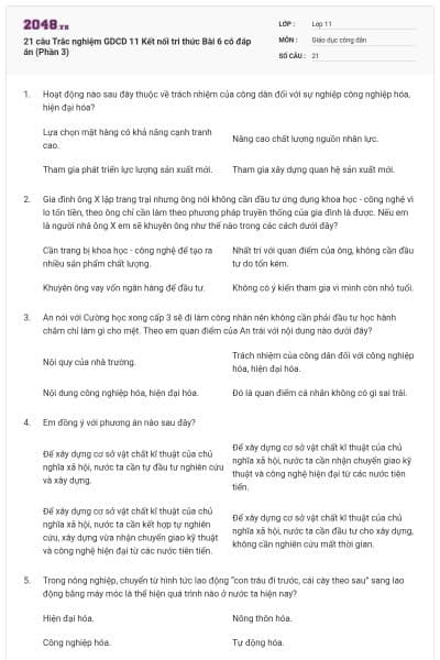 21 câu Trắc nghiệm GDCD 11 Kết nối tri thức Bài 6 có đáp án (Phần 3)