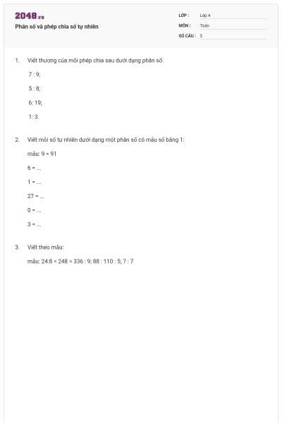 Phân số và phép chia số tự nhiên