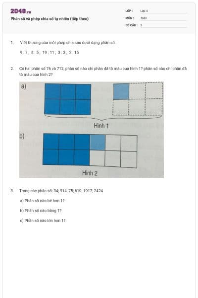 Phân số và phép chia số tự nhiên (tiếp theo)