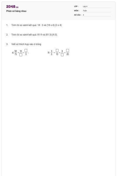 Phân số bằng nhau