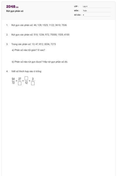 Rút gọn phân số