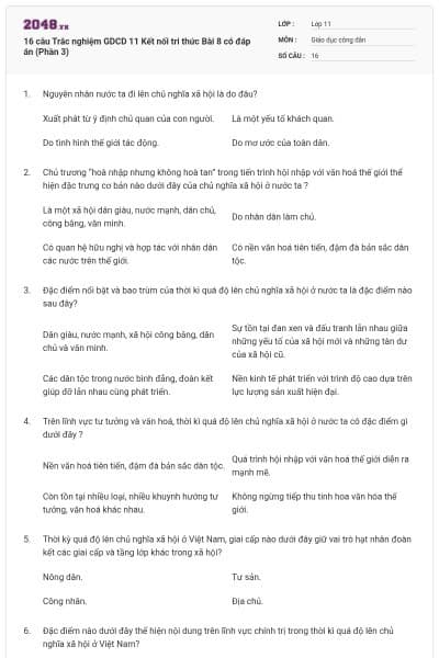 16 câu Trắc nghiệm GDCD 11 Kết nối tri thức Bài 8 có đáp án (Phần 3)