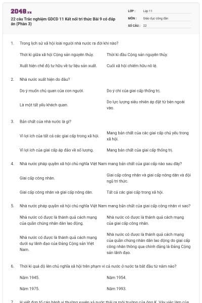 22 câu Trắc nghiệm GDCD 11 Kết nối tri thức Bài 9 có đáp án (Phần 3)