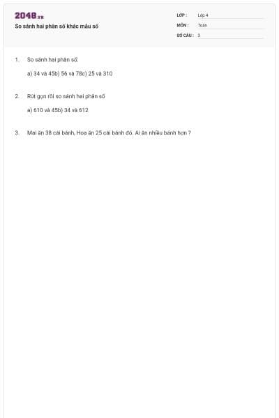 So sánh hai phân số khác mẫu số