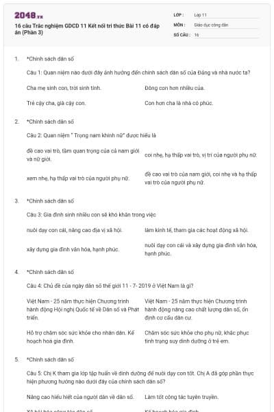 16 câu Trắc nghiệm GDCD 11 Kết nối tri thức Bài 11 có đáp án (Phần 3)